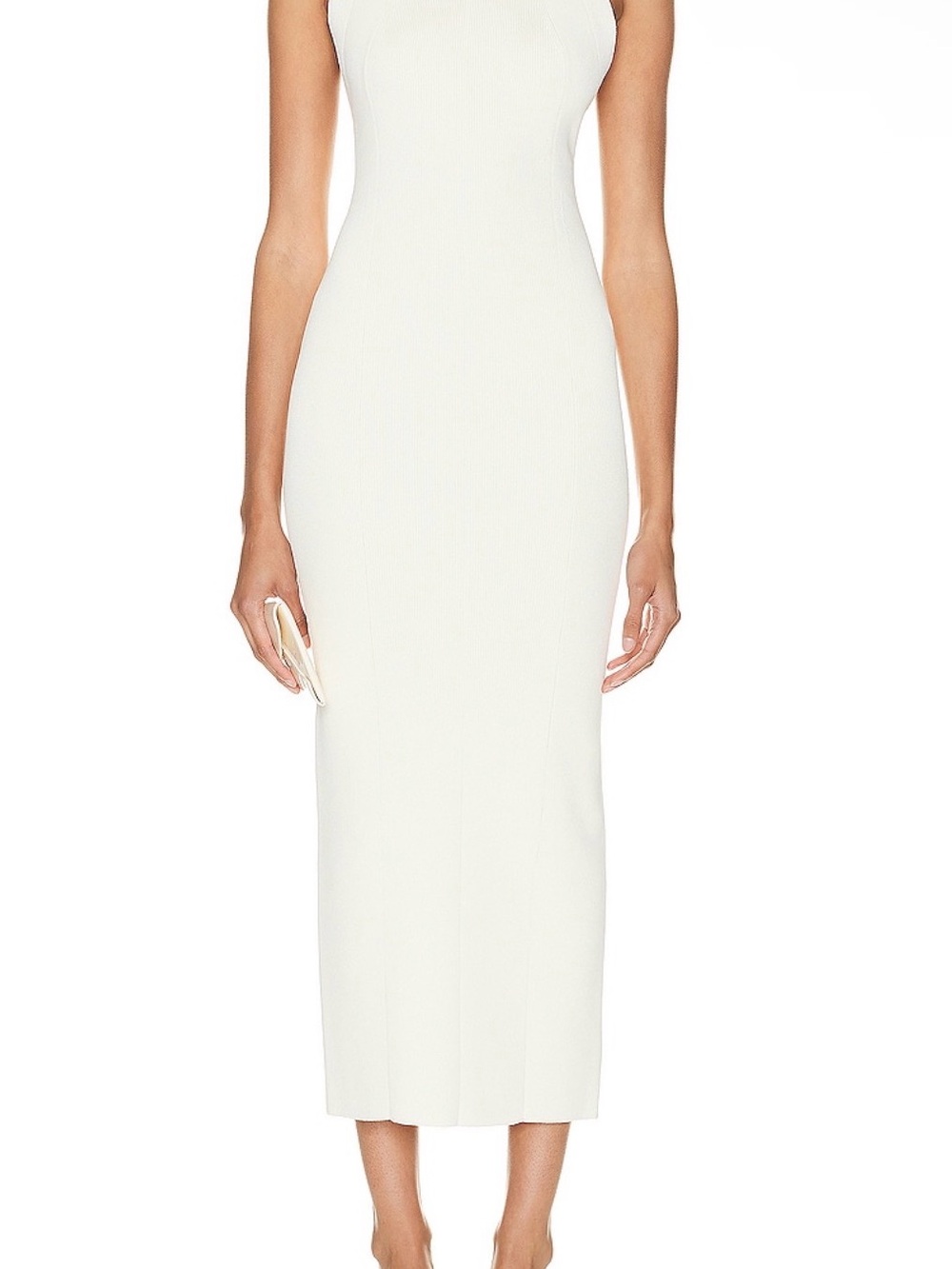 KHAITE THE ALMFAI Cream Sleeveless Ribbed Midi Dress - Picture 6 of 7